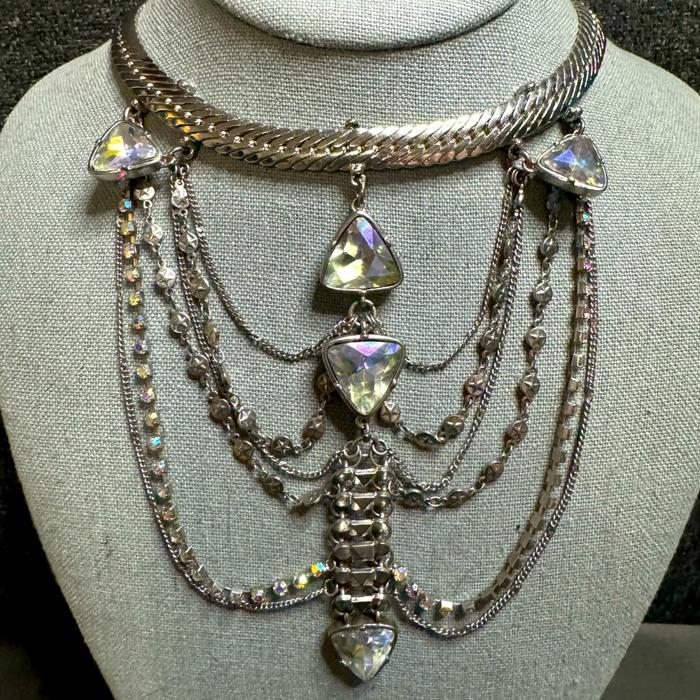 Unique Rhinestone Layered Necklace